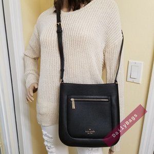 NWT KATE SPADE TOP ZIP CROSSBODY LEILA BLACK WKR00454 100% AUTHENTIC BAG